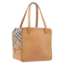 Burberrys Nova Check Hand Bag Canvas Beige Silver Auth 208762A-1