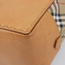 Burberrys Nova Check Hand Bag Canvas Beige Silver Auth 208762A-9