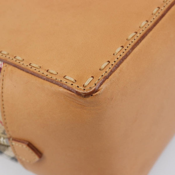 Burberrys Nova Check Hand Bag Canvas Beige Silver Auth 208762A