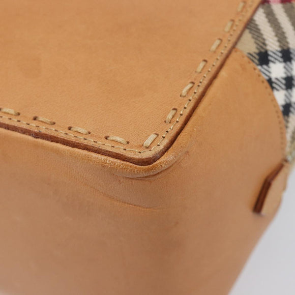 Burberrys Nova Check Hand Bag Canvas Beige Silver Auth 208762A