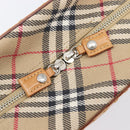 Burberrys Nova Check Hand Bag Canvas Beige Silver Auth 208762A-11
