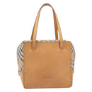Burberrys Nova Check Hand Bag Canvas Beige Silver Auth 208762A-13