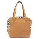 Burberrys Nova Check Hand Bag Canvas Beige Silver Auth 208762A-2