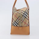 Burberrys Nova Check Hand Bag Canvas Beige Silver Auth 208762A-4