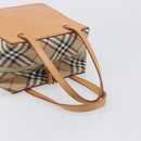 Burberrys Nova Check Hand Bag Canvas Beige Silver Auth 208762A-7