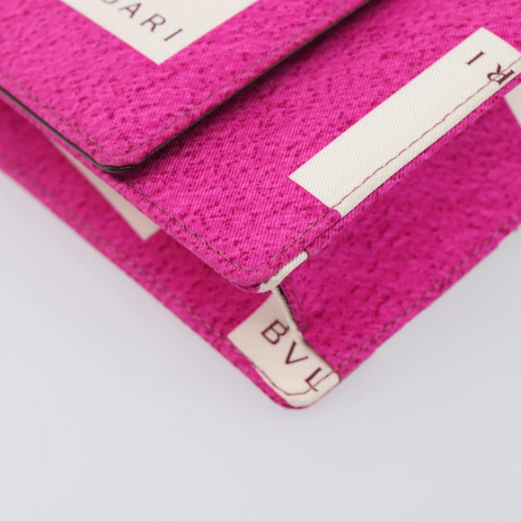 BVLGARI Shoulder Bag Canvas Pink Gold Auth 208763A
