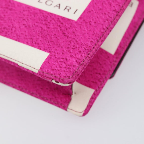 BVLGARI Shoulder Bag Canvas Pink Gold Auth 208763A