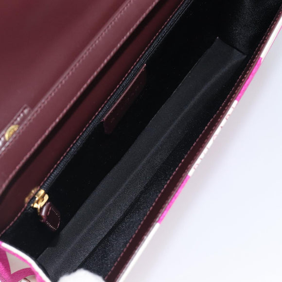 BVLGARI Shoulder Bag Canvas Pink Gold Auth 208763A