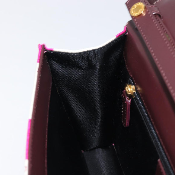 BVLGARI Shoulder Bag Canvas Pink Gold Auth 208763A