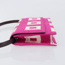 BVLGARI Shoulder Bag Canvas Pink Gold Auth 208763A-4