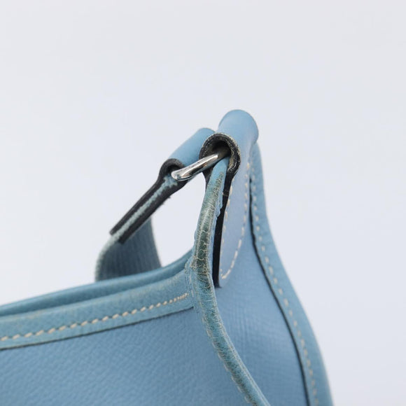 HERMES Vespa PM Shoulder Bag Courchevel Leather Light Blue Silver Auth 208764A