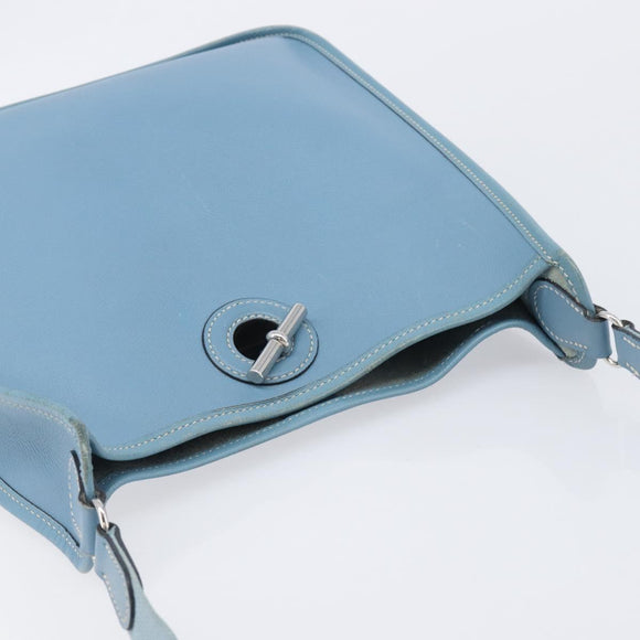 HERMES Vespa PM Shoulder Bag Courchevel Leather Light Blue Silver Auth 208764A