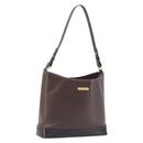 BURBERRY Shoulder Bag Leather Brown Gold Auth 208768A-1