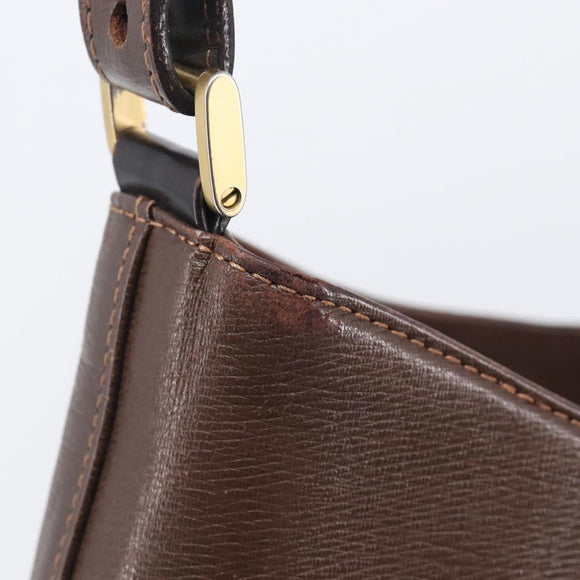 BURBERRY Shoulder Bag Leather Brown Gold Auth 208768A
