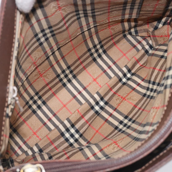 BURBERRY Shoulder Bag Leather Brown Gold Auth 208768A
