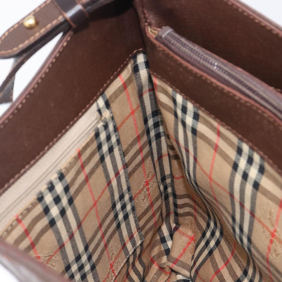 BURBERRY Shoulder Bag Leather Brown Gold Auth 208768A