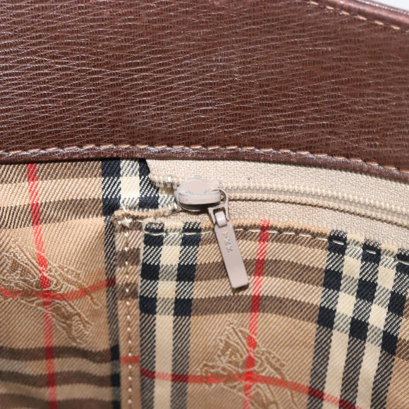 BURBERRY Shoulder Bag Leather Brown Gold Auth 208768A