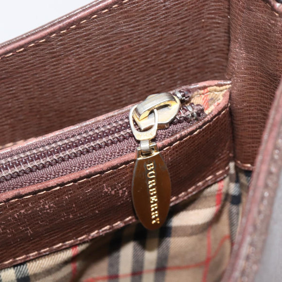 BURBERRY Shoulder Bag Leather Brown Gold Auth 208768A