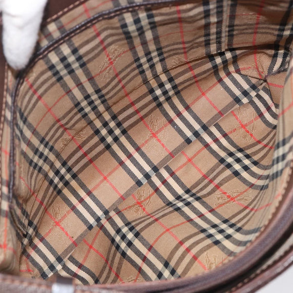 BURBERRY Shoulder Bag Leather Brown Gold Auth 208768A