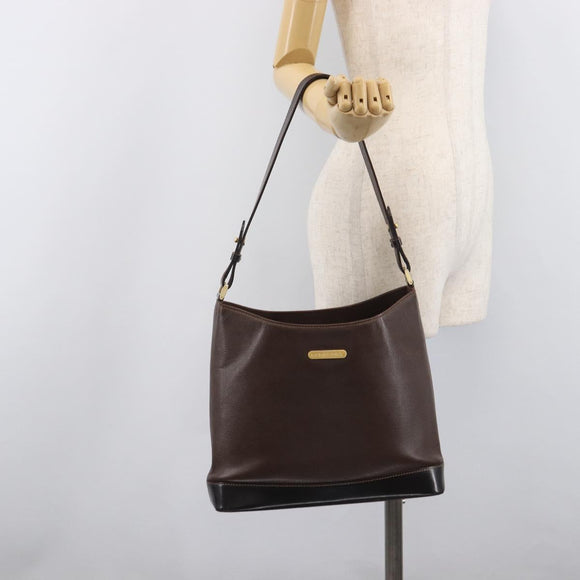 BURBERRY Shoulder Bag Leather Brown Gold Auth 208768A