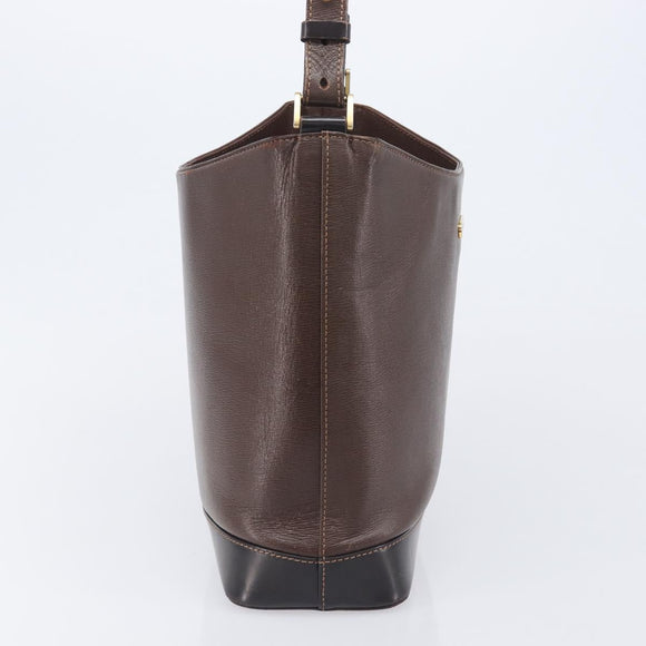 BURBERRY Shoulder Bag Leather Brown Gold Auth 208768A