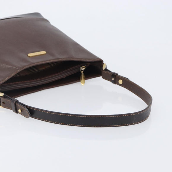 BURBERRY Shoulder Bag Leather Brown Gold Auth 208768A