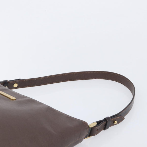 BURBERRY Shoulder Bag Leather Brown Gold Auth 208768A