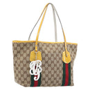 GUCCI GG Canvas Web Sherry Line Tote Bag Beige Gold 211971 Auth 208769V-1