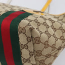 GUCCI GG Canvas Web Sherry Line Tote Bag Beige Gold 211971 Auth 208769V-12