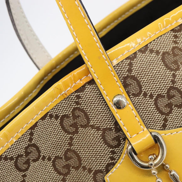 GUCCI GG Canvas Web Sherry Line Tote Bag Beige Gold 211971 Auth 208769V