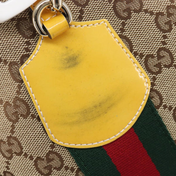GUCCI GG Canvas Web Sherry Line Tote Bag Beige Gold 211971 Auth 208769V