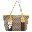 GUCCI GG Canvas Web Sherry Line Tote Bag Beige Gold 211971 Auth 208769V-2