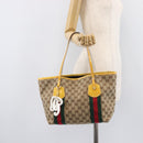 GUCCI GG Canvas Web Sherry Line Tote Bag Beige Gold 211971 Auth 208769V-24