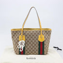 GUCCI GG Canvas Web Sherry Line Tote Bag Beige Gold 211971 Auth 208769V-25