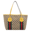 GUCCI GG Canvas Web Sherry Line Tote Bag Beige Gold 211971 Auth 208769V-3