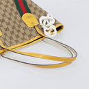 GUCCI GG Canvas Web Sherry Line Tote Bag Beige Gold 211971 Auth 208769V-7