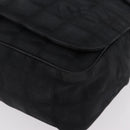 CHANEL New Travel Line Shoulder Bag Canvas Black Gold CC Auth 208770A-12