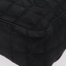 CHANEL New Travel Line Shoulder Bag Canvas Black Gold CC Auth 208770A-14