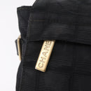 CHANEL New Travel Line Shoulder Bag Canvas Black Gold CC Auth 208770A-15