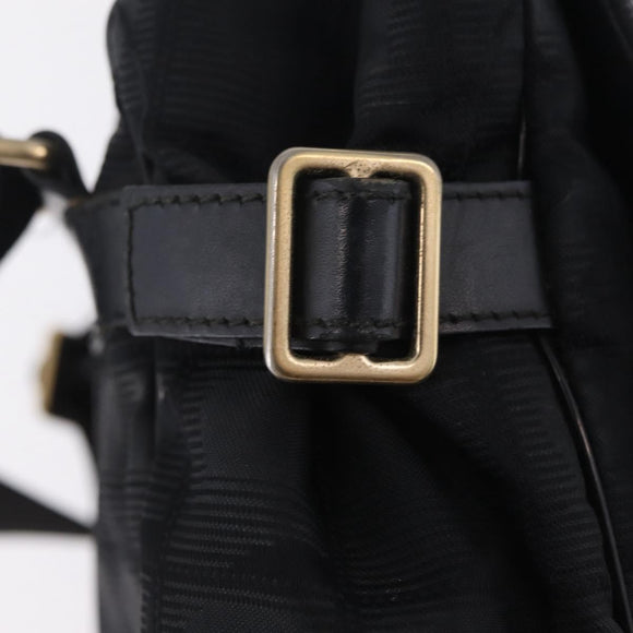 CHANEL New Travel Line Shoulder Bag Canvas Black Gold CC Auth 208770A