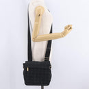 CHANEL New Travel Line Shoulder Bag Canvas Black Gold CC Auth 208770A-27