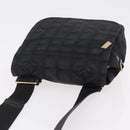 CHANEL New Travel Line Shoulder Bag Canvas Black Gold CC Auth 208770A-6