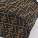 FENDI Zucca Canvas Vanity Hand Bag Black Brown Auth 208771-15