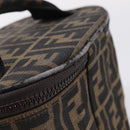 FENDI Zucca Canvas Vanity Hand Bag Black Brown Auth 208771-9
