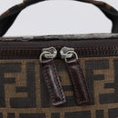FENDI Zucca Canvas Vanity Hand Bag Black Brown Auth 208771-19