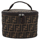 FENDI Zucca Canvas Vanity Hand Bag Black Brown Auth 208771-13