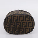 FENDI Zucca Canvas Vanity Hand Bag Black Brown Auth 208771-5