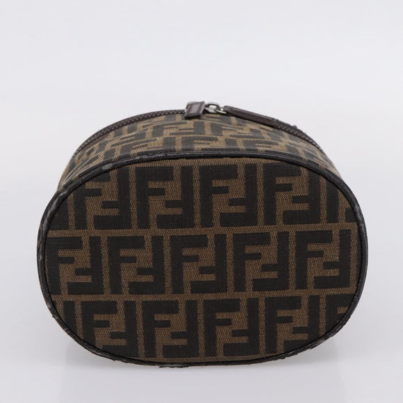 FENDI Zucca Canvas Vanity Hand Bag Black Brown Auth 208771
