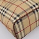 BURBERRY Nova Check Hand Bag PVC Beige Gold Auth 208776A-16