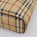 BURBERRY Nova Check Hand Bag PVC Beige Gold Auth 208776A-17